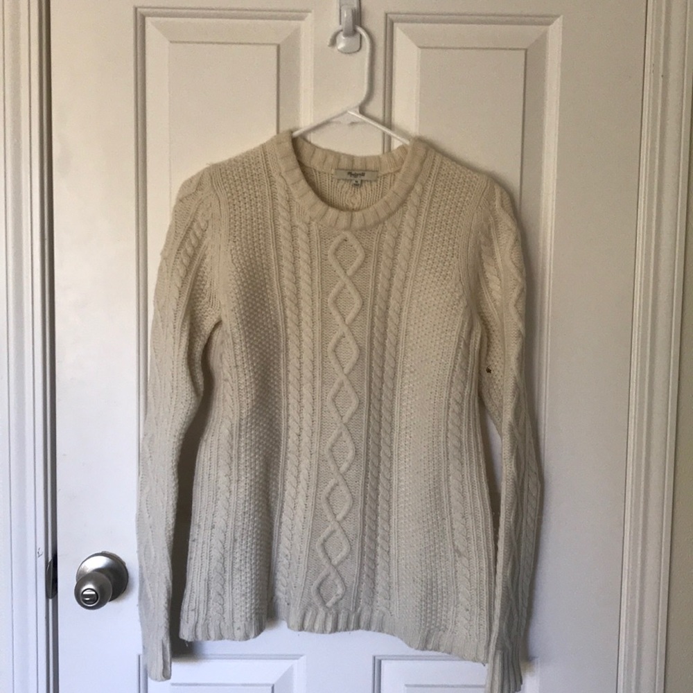 Cream Madewell 100% wool Fisherman Sweater M